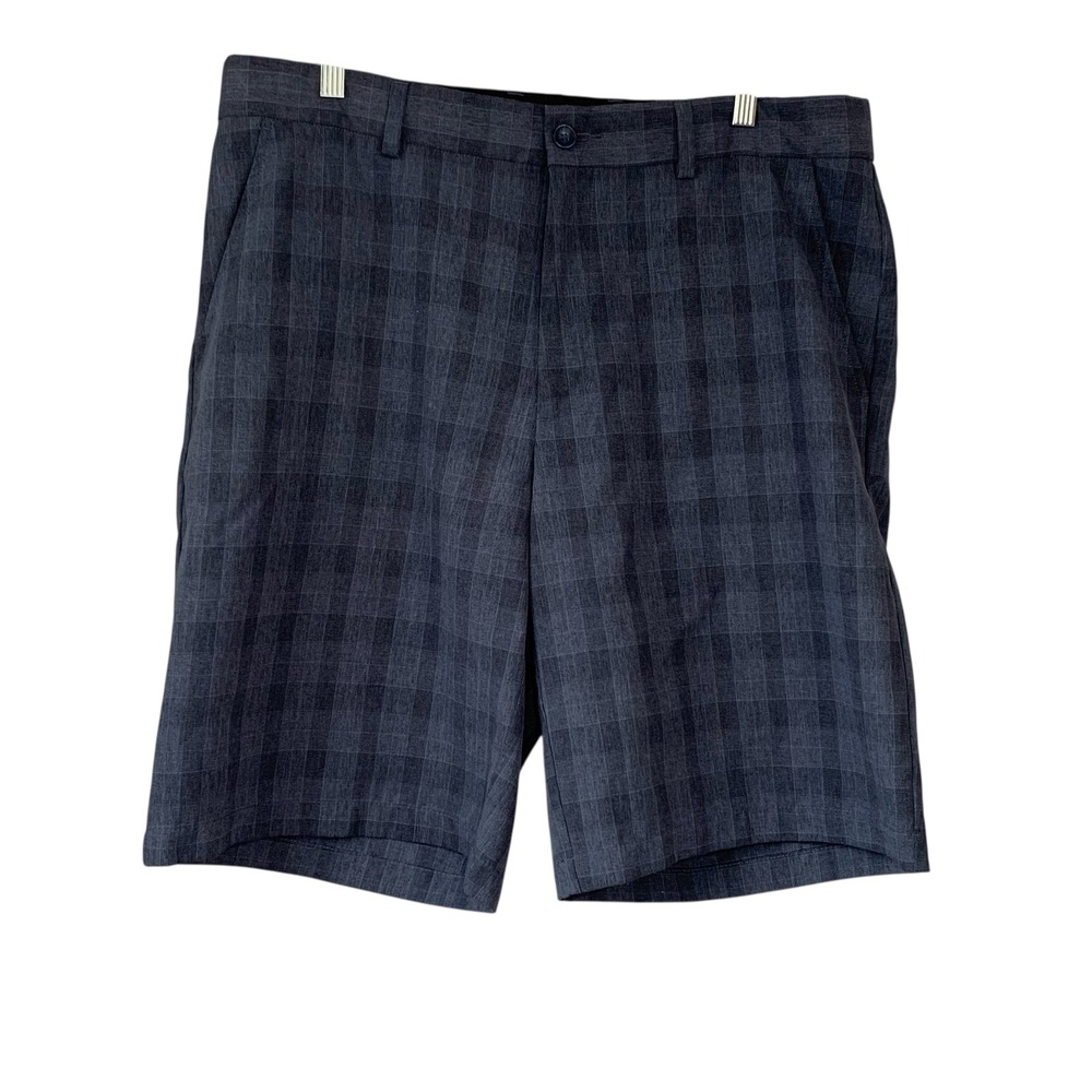 Greg Norman blue windowpane plaid walking shorts. Size 36